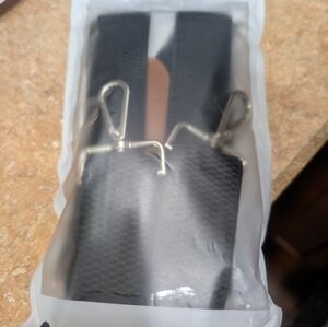 Black Suspenders with Silver Clips